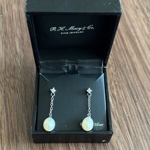 Sterling Silver Earrings with White Pearl Accents